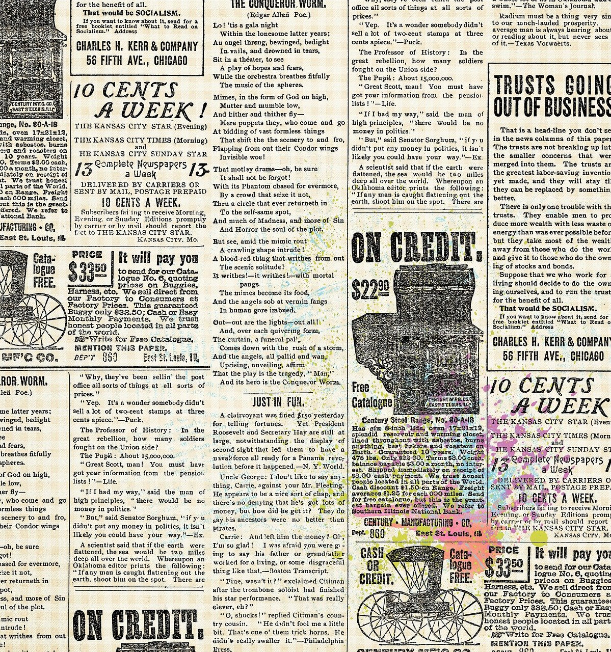 Old newspaper in black and white.